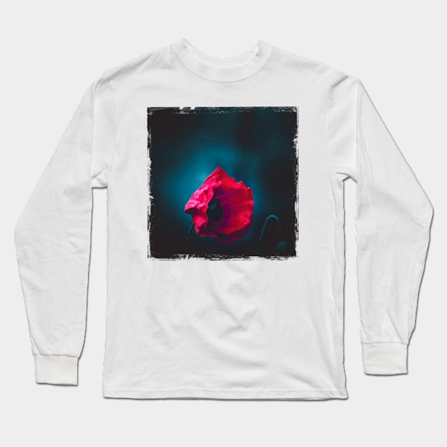 Night Poppy Long Sleeve T-Shirt by DyrkWyst